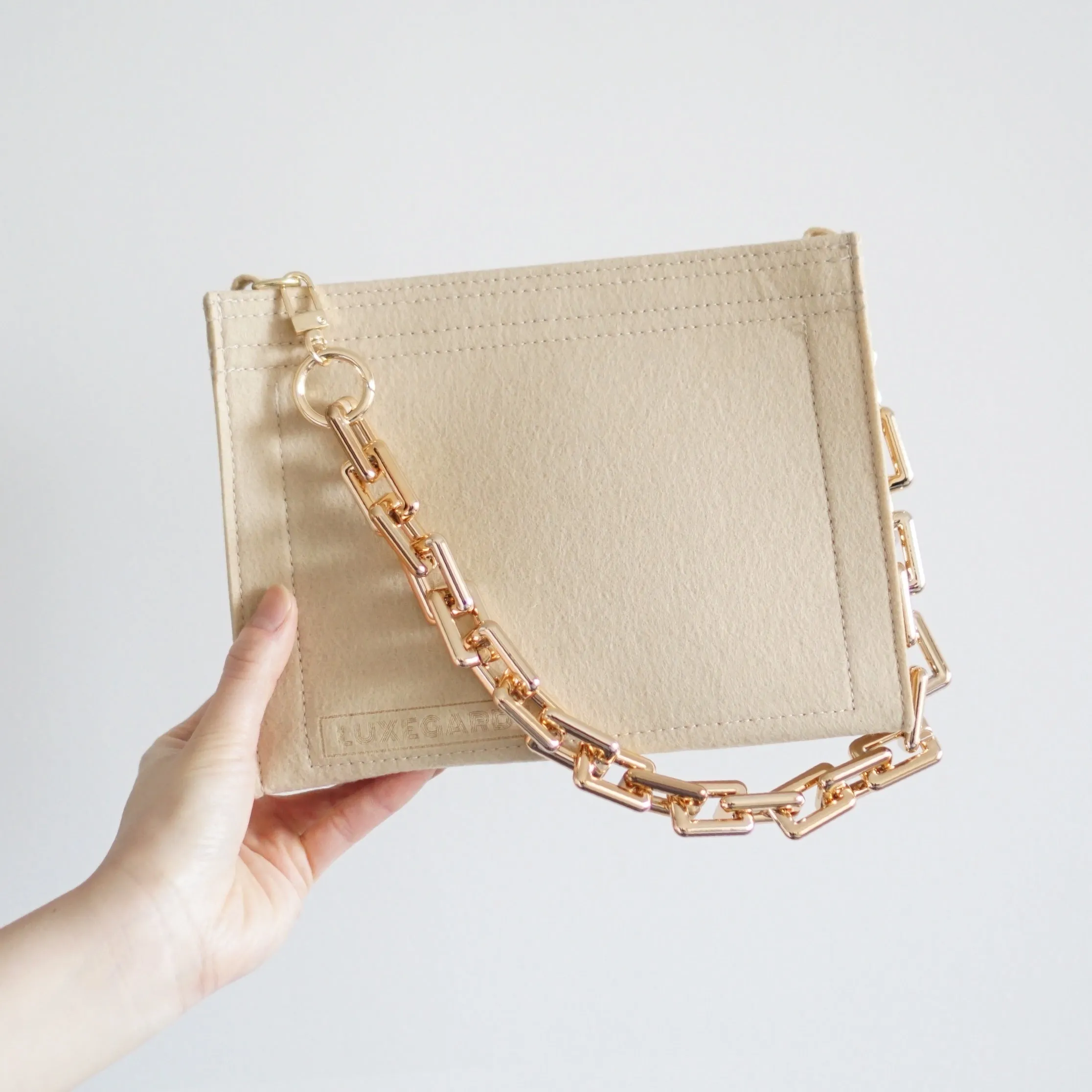 Toiletry Pouch 26 Crossbody Conversion Kit with Bag Organizer Insert and Chunky Gold Chain Strap