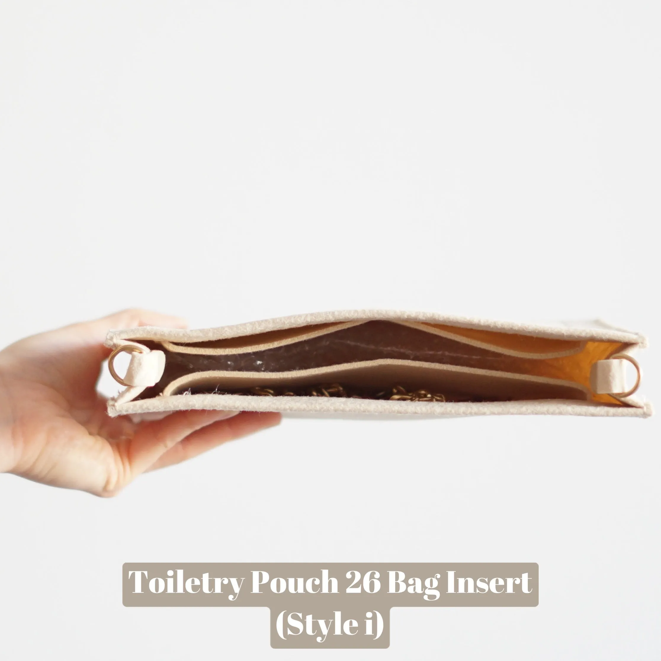 Toiletry Pouch 26 Crossbody Conversion Kit with Bag Organizer Insert and Chunky Gold Chain Strap