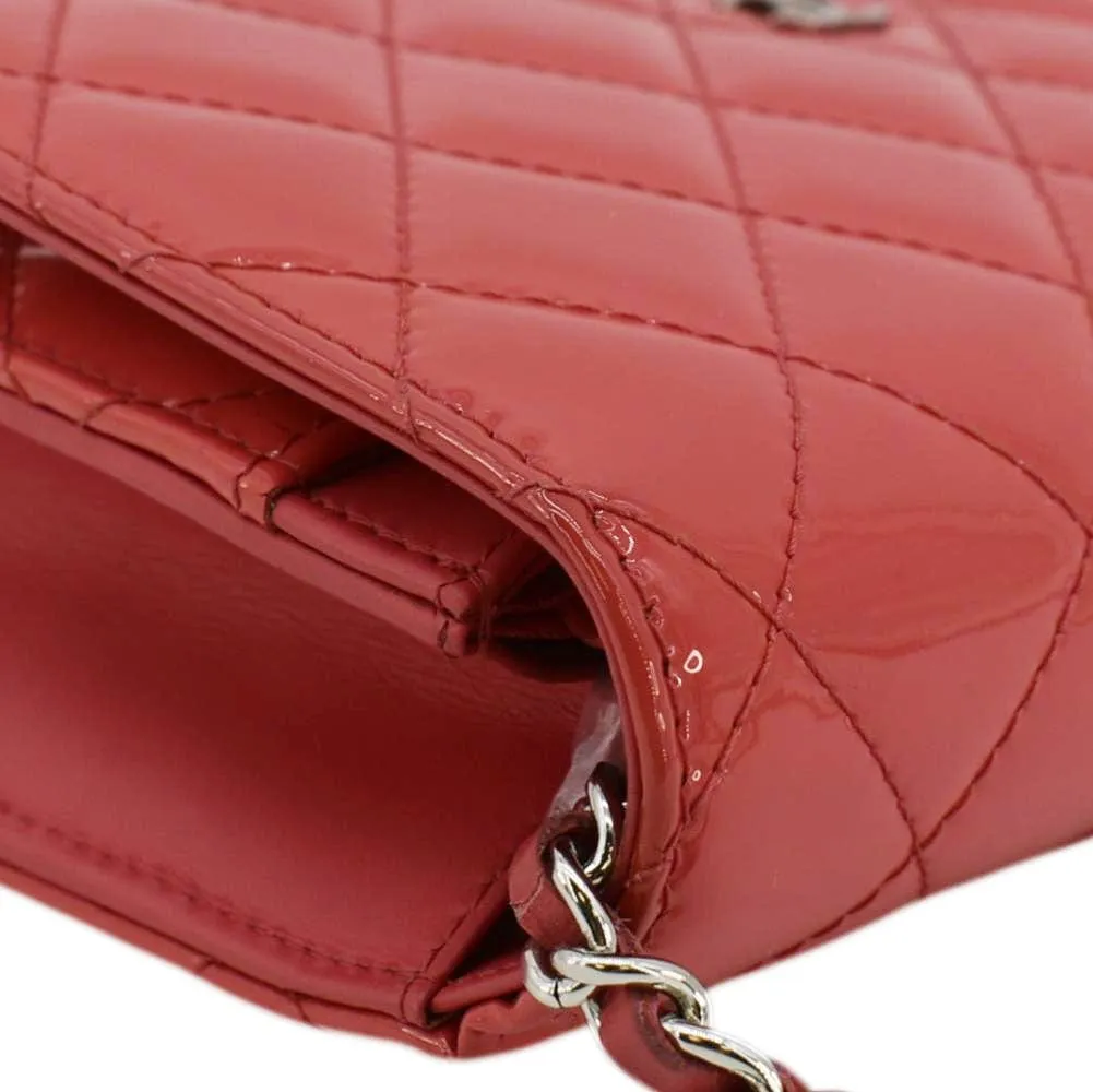 Top Quality Chanel WOC Quilted Patent Leather Crossbody Bag Red