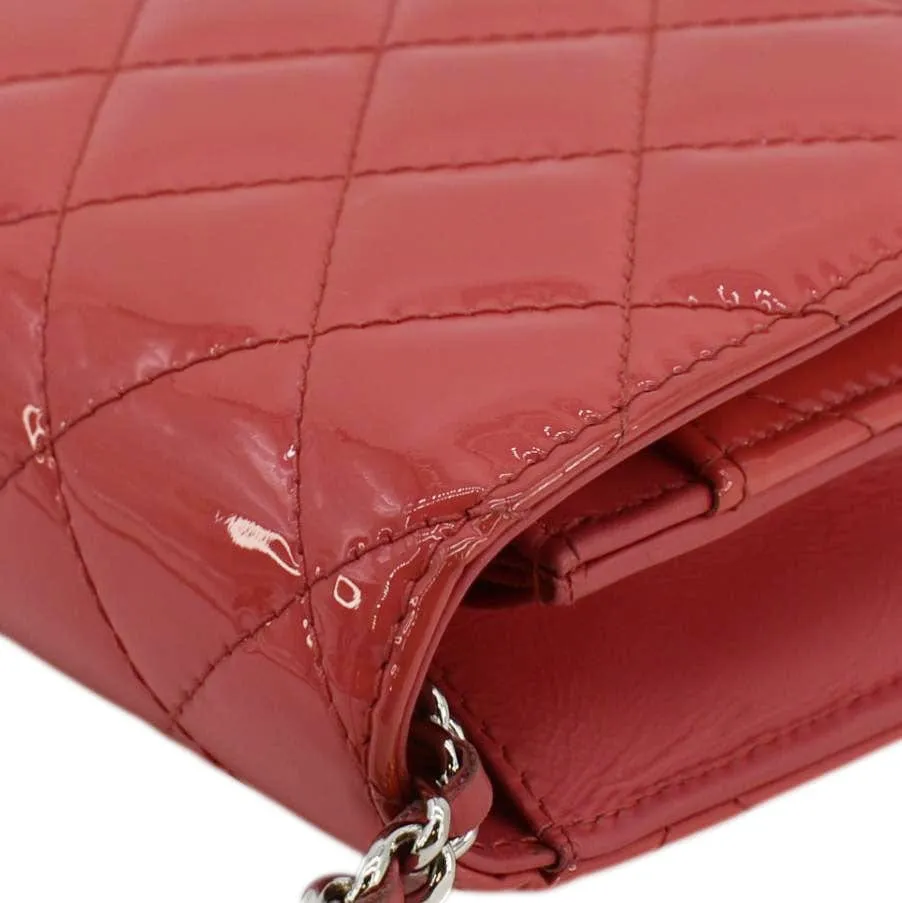 Top Quality Chanel WOC Quilted Patent Leather Crossbody Bag Red