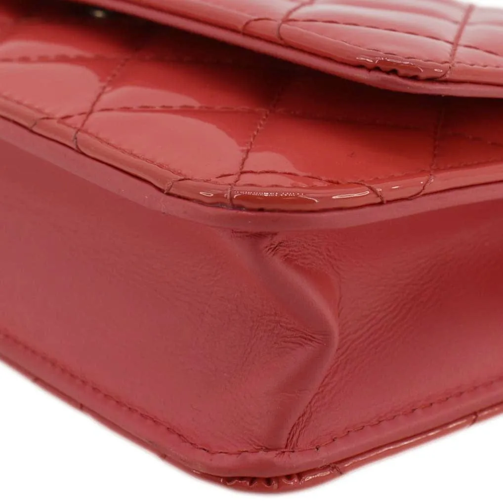 Top Quality Chanel WOC Quilted Patent Leather Crossbody Bag Red