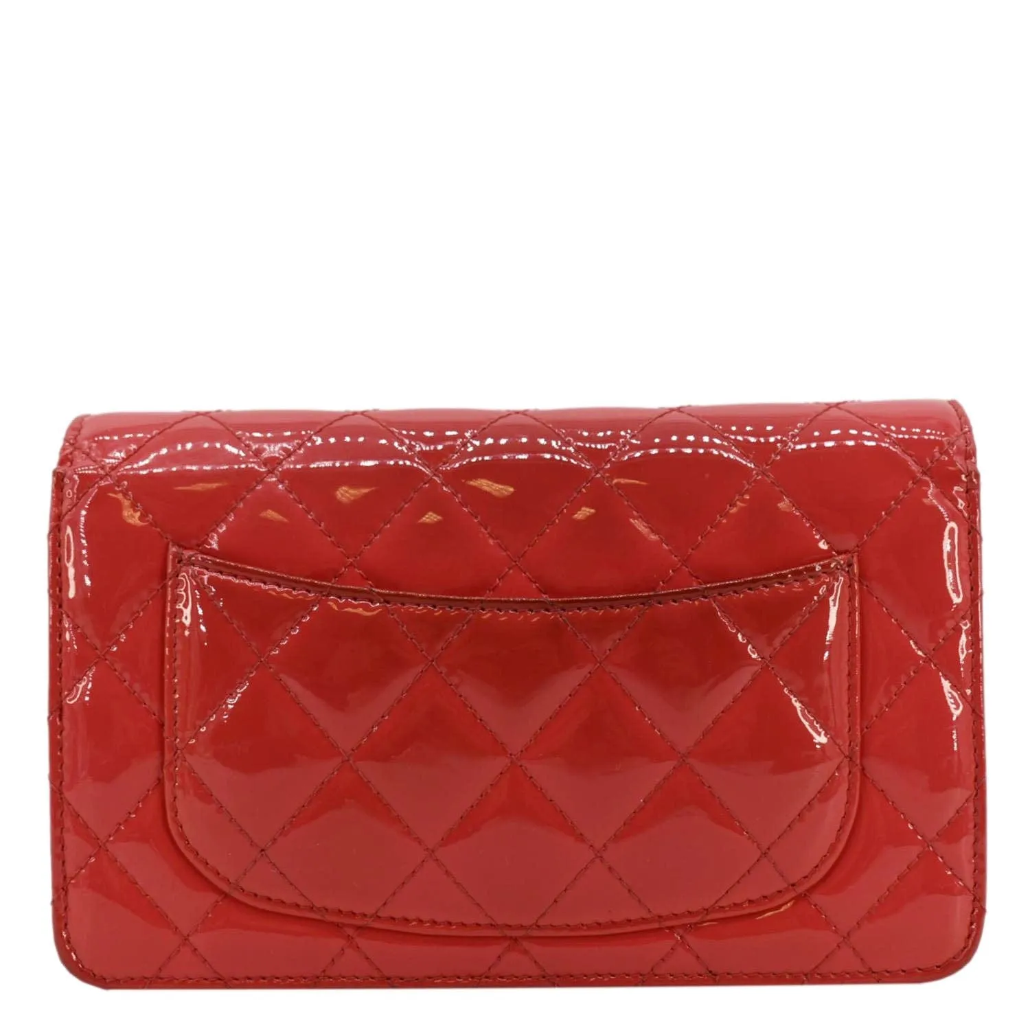 Top Quality Chanel WOC Quilted Patent Leather Crossbody Bag Red