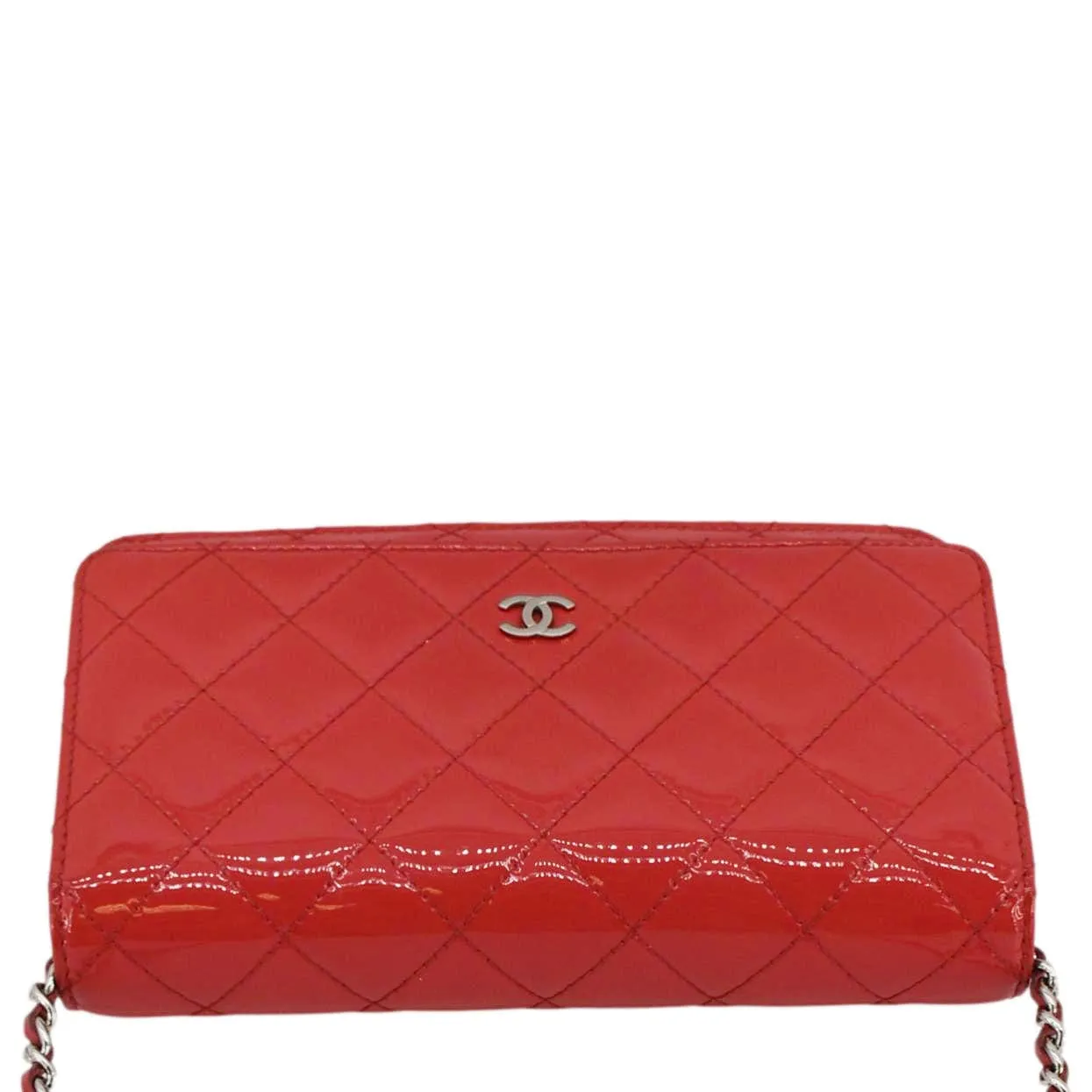 Top Quality Chanel WOC Quilted Patent Leather Crossbody Bag Red