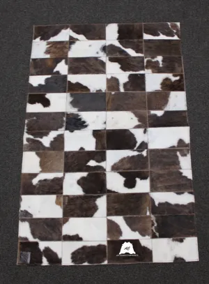 tricolor Patchwork Cowhide Rug –  49 x 32 inches - 124 x 81 cm | Bedside Cowhide Patchwork Rug
