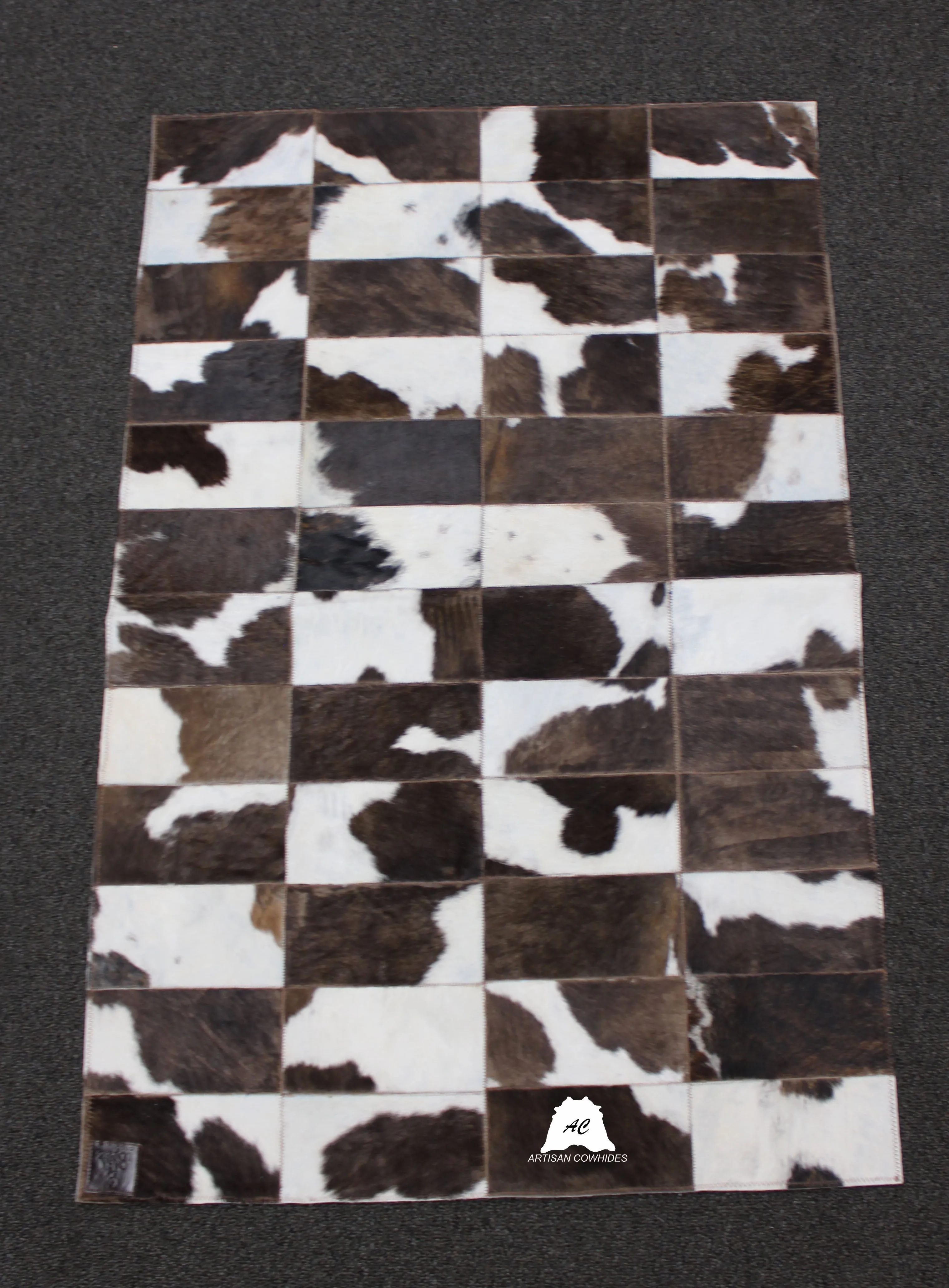tricolor Patchwork Cowhide Rug –  49 x 32 inches - 124 x 81 cm | Bedside Cowhide Patchwork Rug