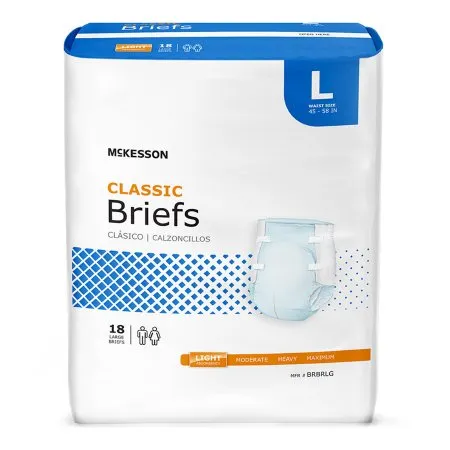 Unisex Adult Incontinence Brief McKesson Classic Disposable Light Absorbency