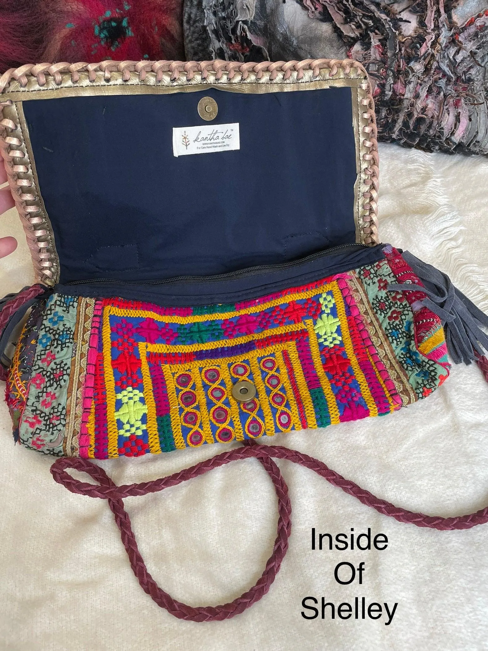 Upcycled Embroidered Crossbody Clutch Market Bag by Kantha Bae