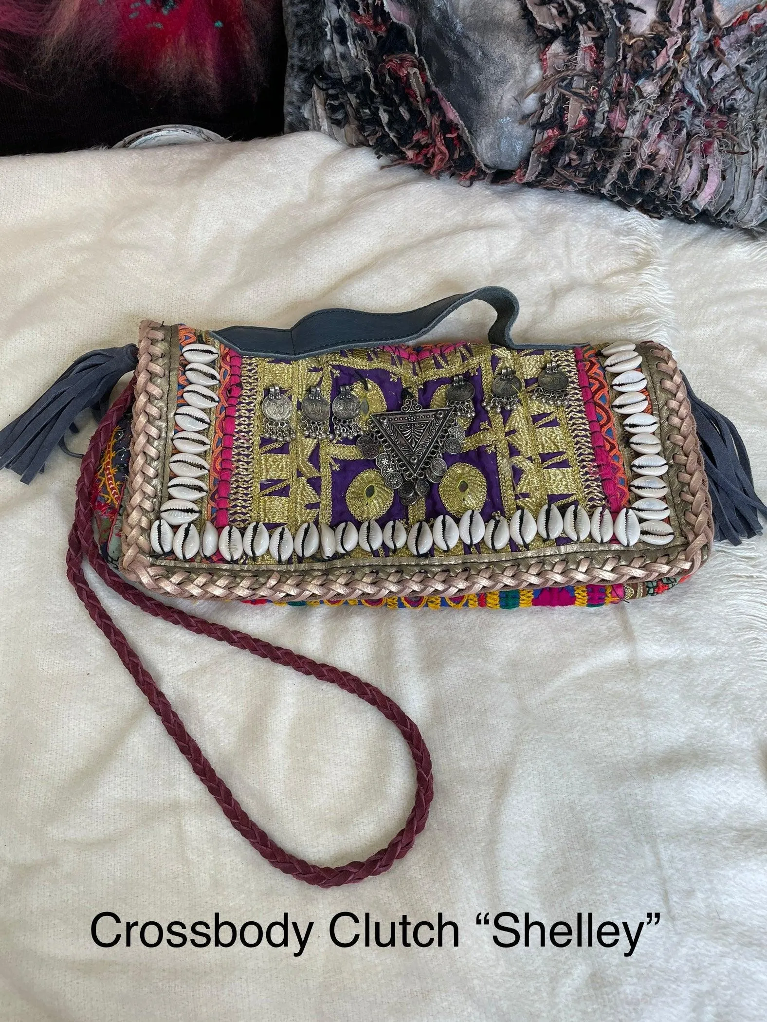 Upcycled Embroidered Crossbody Clutch Market Bag by Kantha Bae