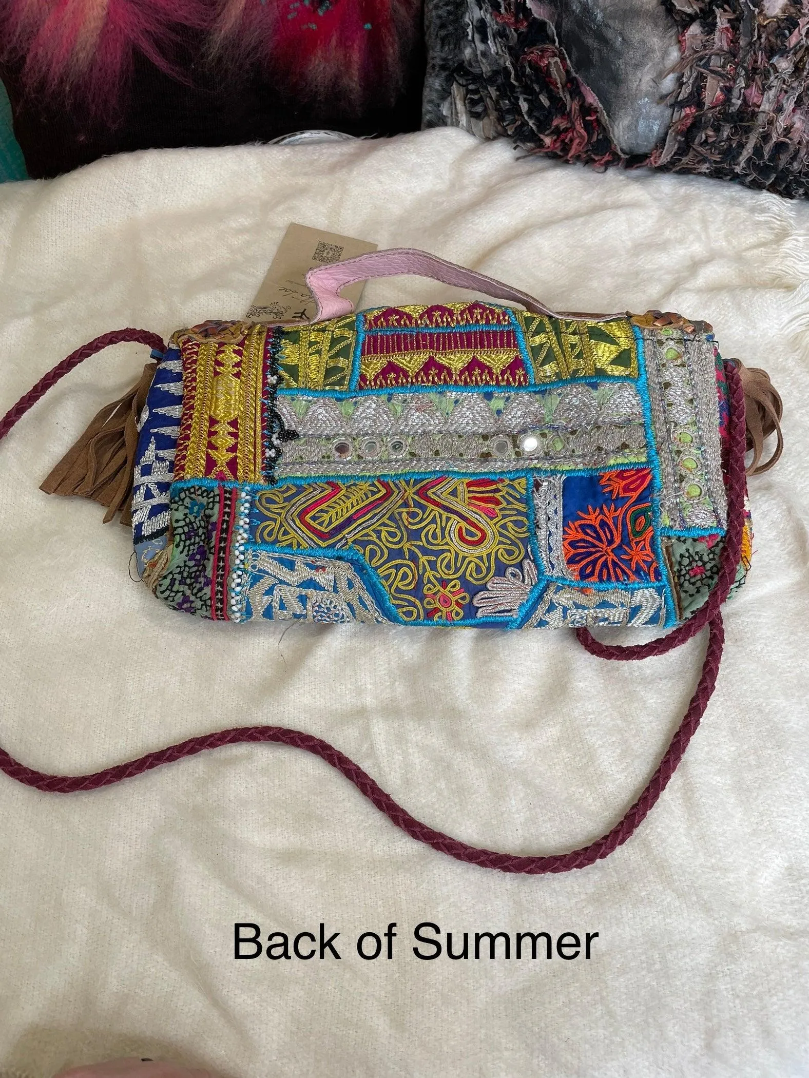 Upcycled Embroidered Crossbody Clutch Market Bag by Kantha Bae