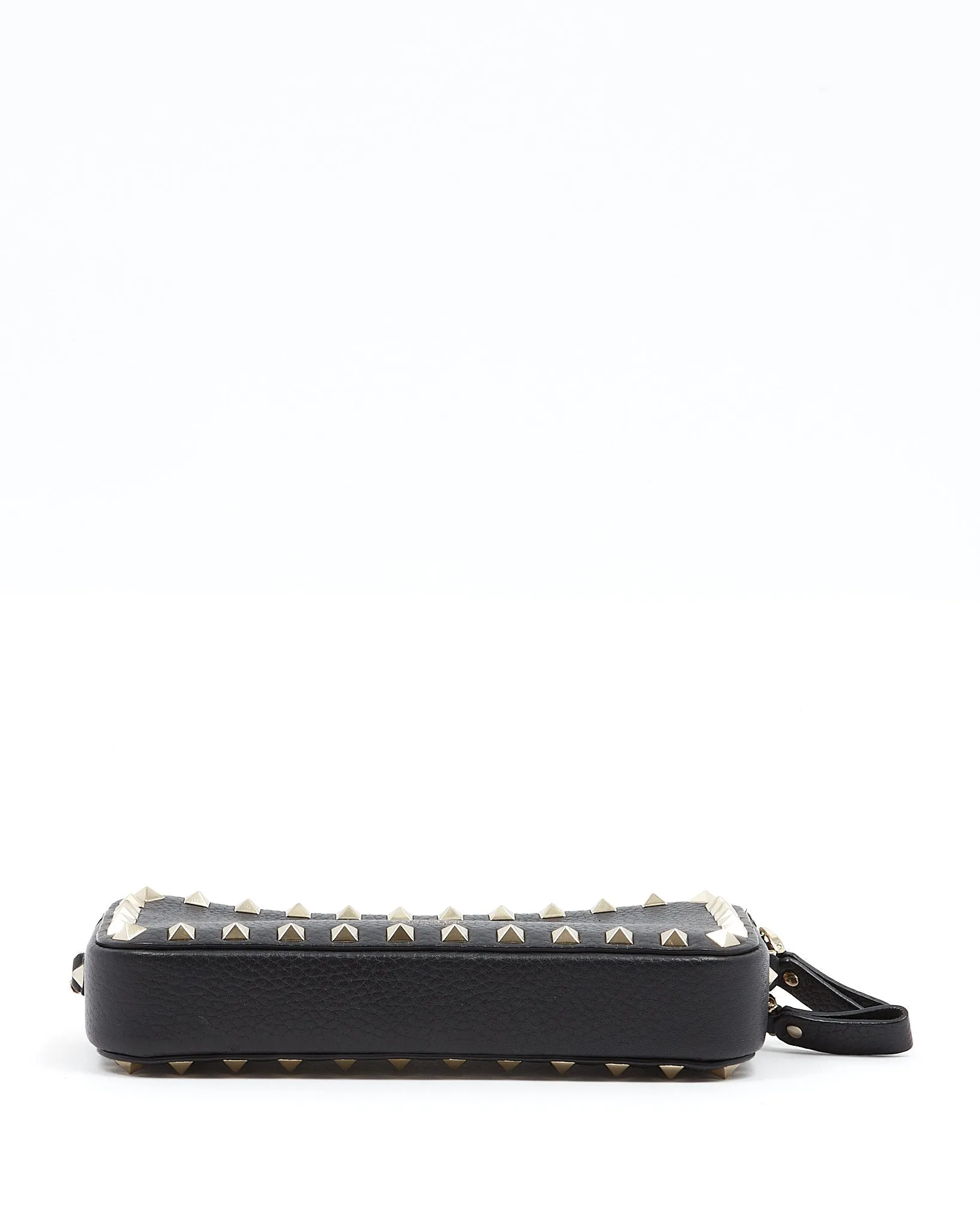 Valentino Black Grained Leather Wallet On Chain