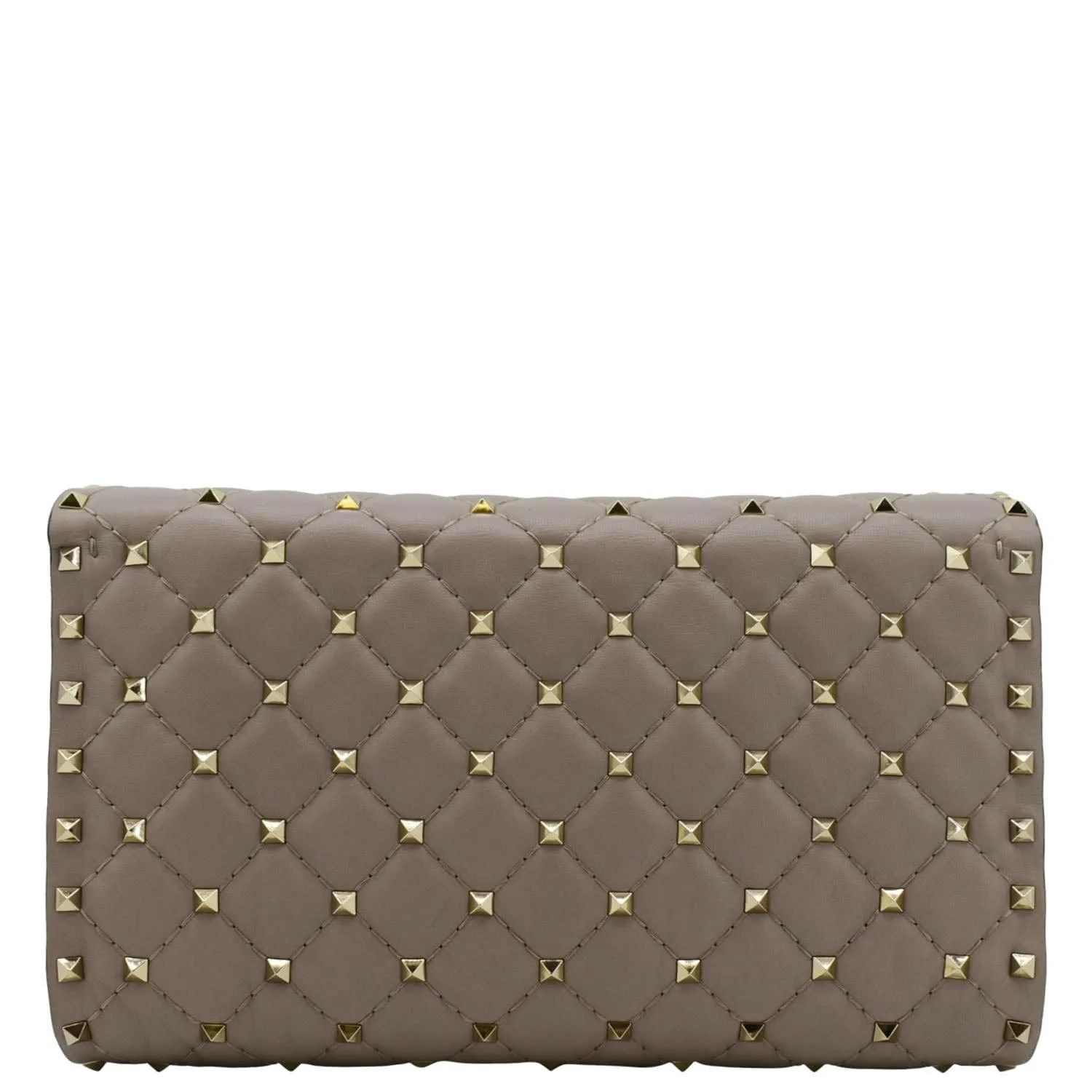 VALENTINO Rockstud Spike Quilted Leather Chain Crossbody Bag Poudre