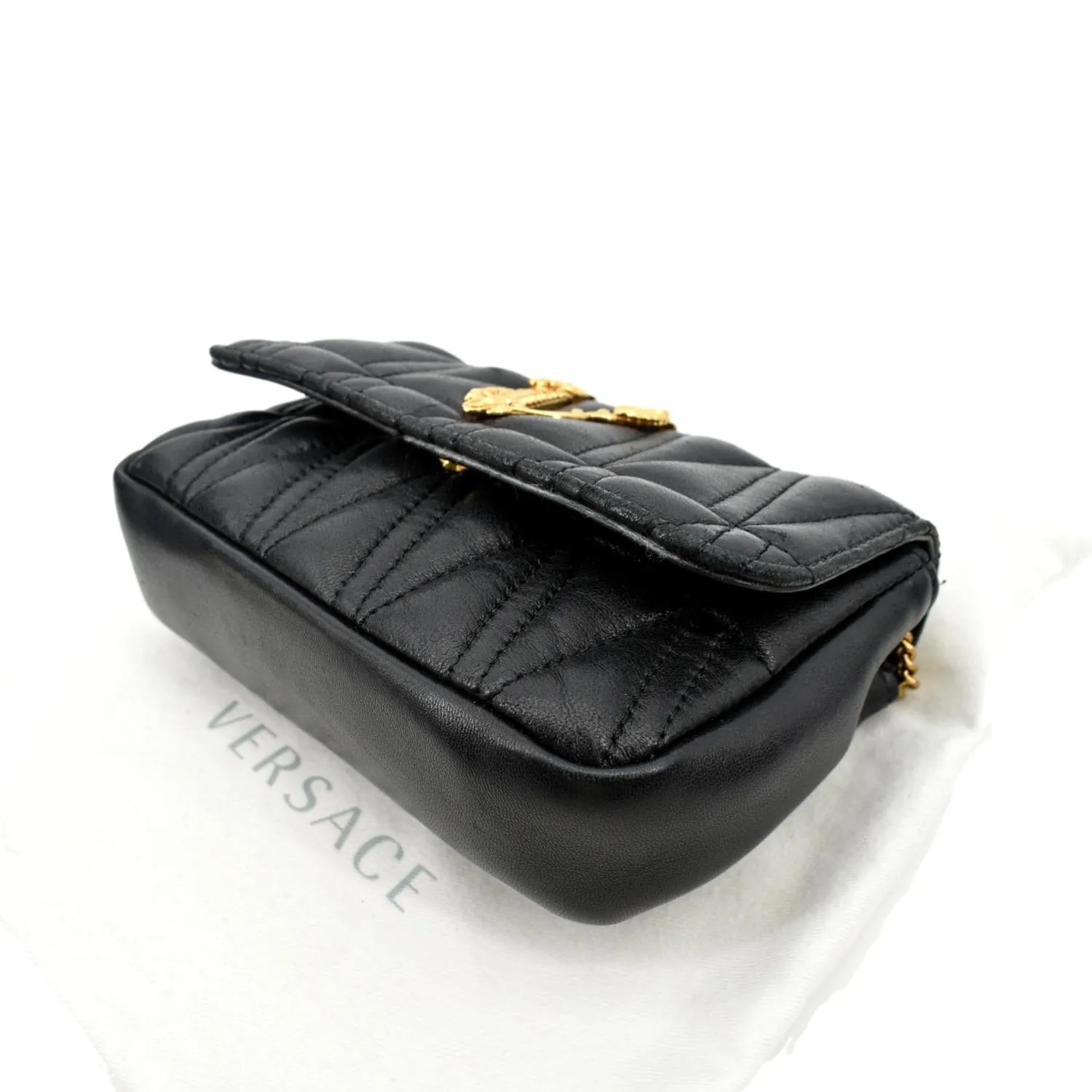 VERSACE Virtus Mini Leather Crossbody Bag Black