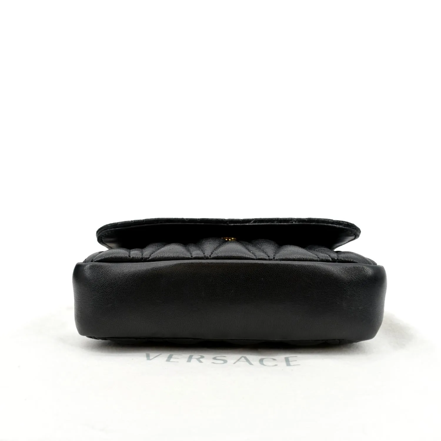 VERSACE Virtus Mini Leather Crossbody Bag Black