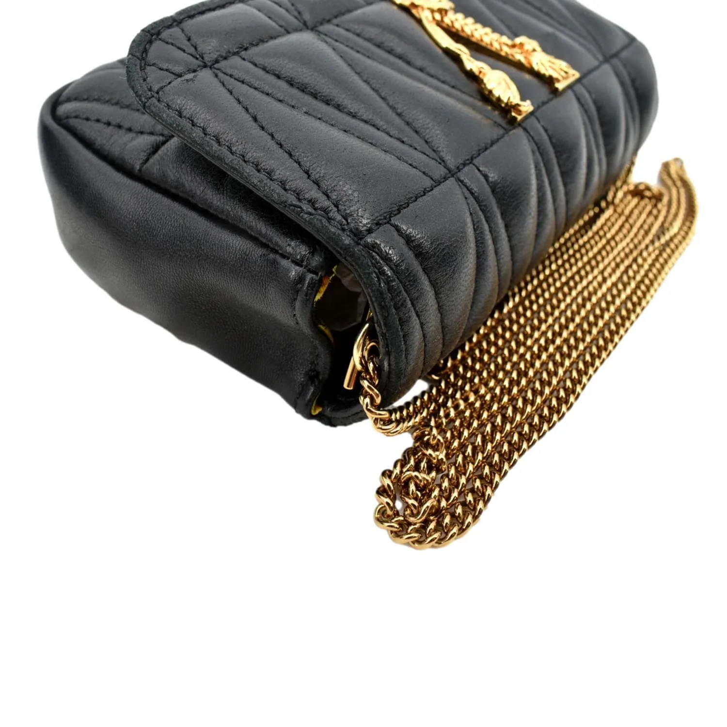 VERSACE Virtus Mini Leather Crossbody Bag Black
