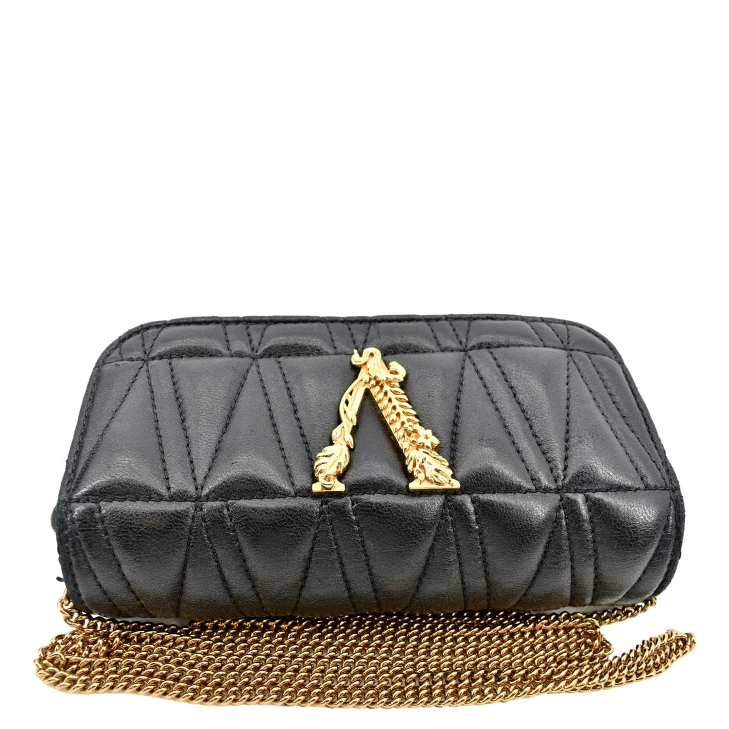 VERSACE Virtus Mini Leather Crossbody Bag Black