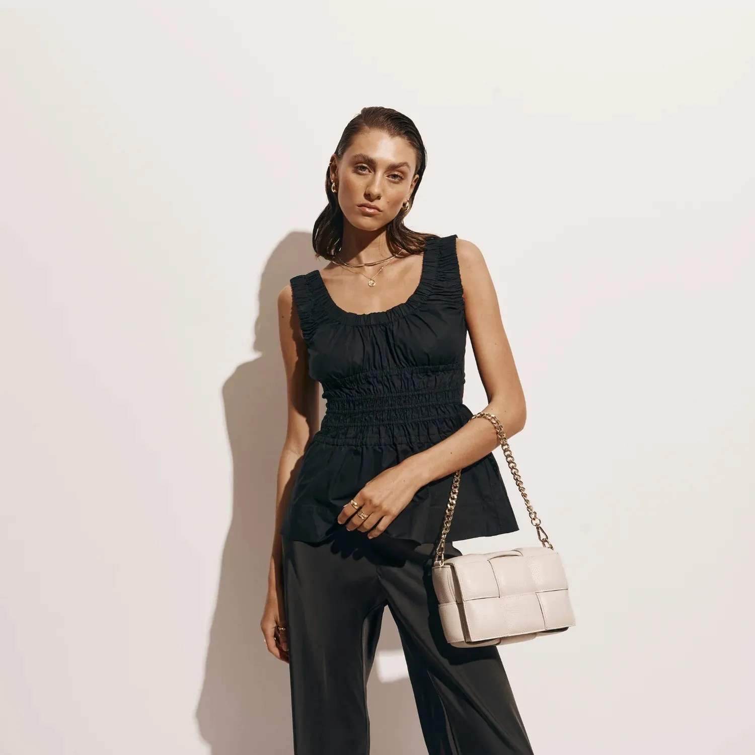Vestirsi Margot Ivory Leather Woven Bag