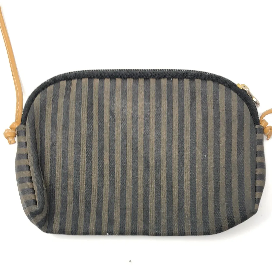 Vintage: Fendi Pequin Stripe Crossbody Bag with Tan Leather Strap