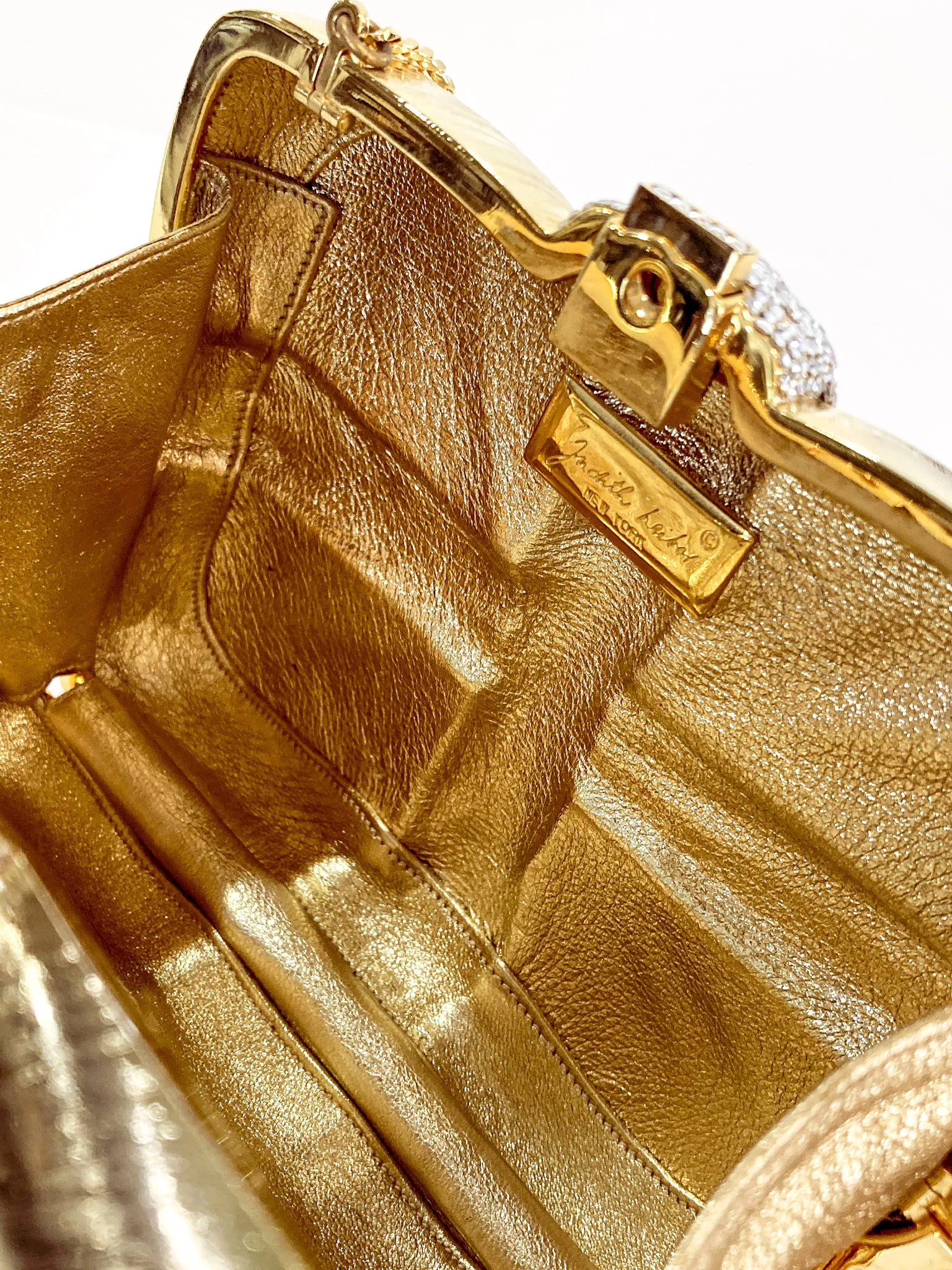Vintage Judith Leiber Gold Present Large Tassel Crossbody Clutch Bag