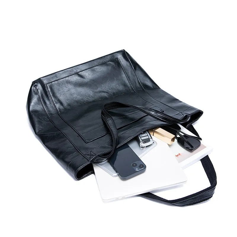 Vintage Oil Wax Leather Simple Versatile Handbag Commuter Women's Bag