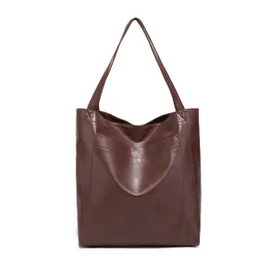 Vintage Oil Wax Leather Simple Versatile Handbag Commuter Women's Bag