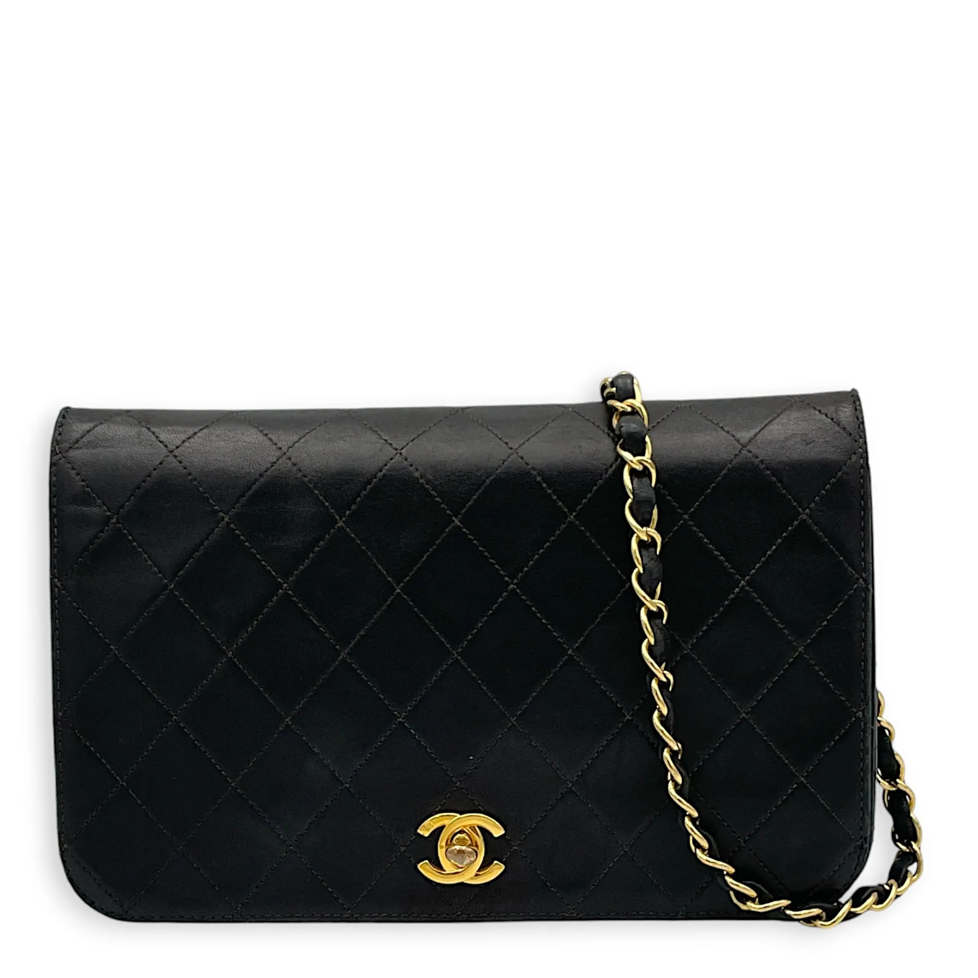 Vintage Quilted Flap Crossbody bag in Lambskin, Gold Hardware