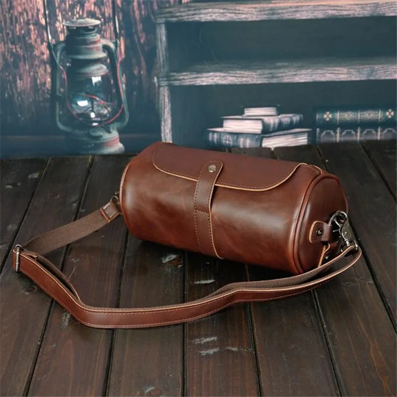 Vintage Saddle Leather Round Bag