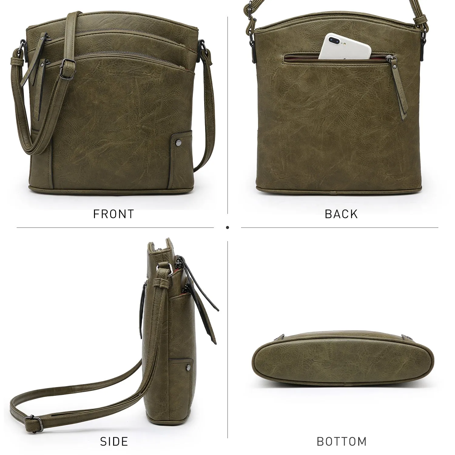 VONMAY Large Crossbody Bags for Women Triple Zip Pocket Cross Body Purses and Handbags