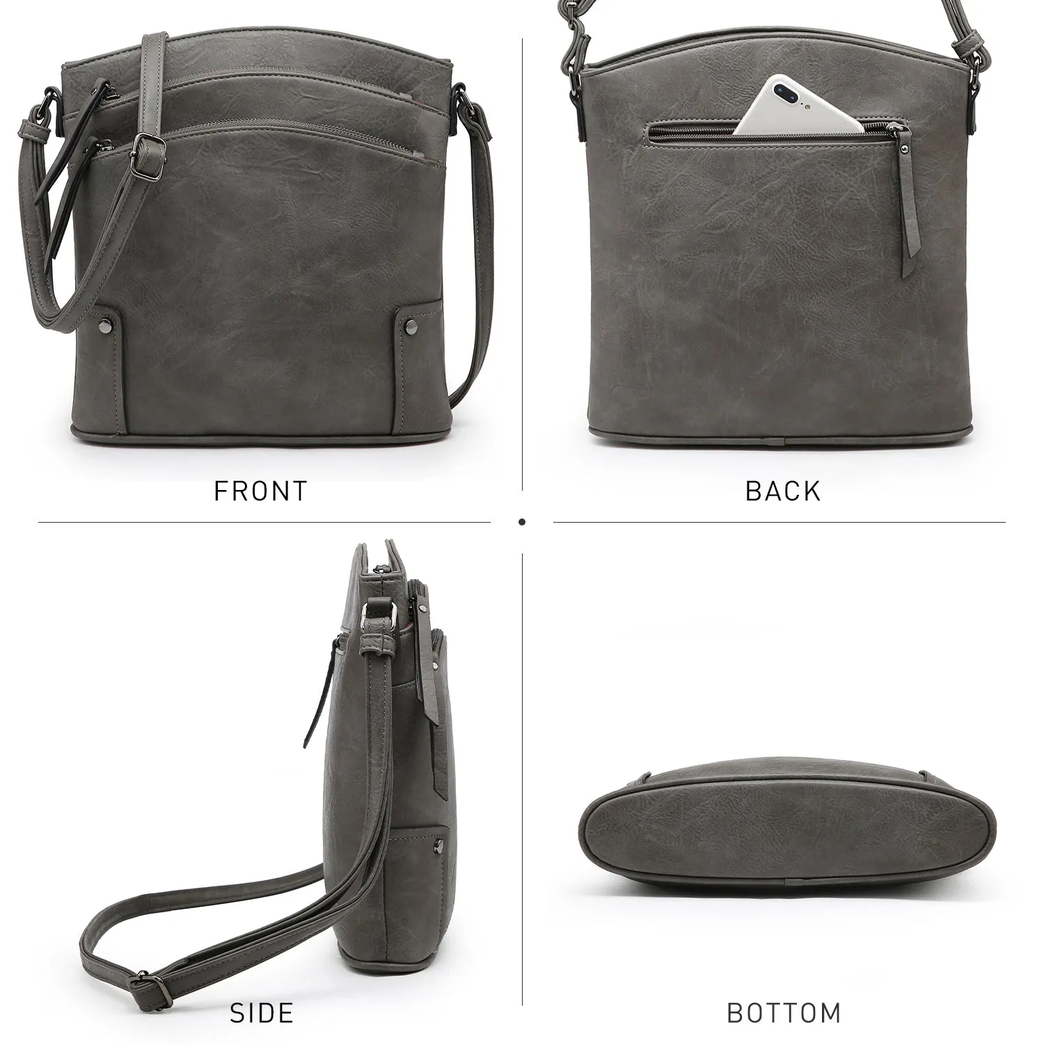 VONMAY Large Crossbody Bags for Women Triple Zip Pocket Cross Body Purses and Handbags