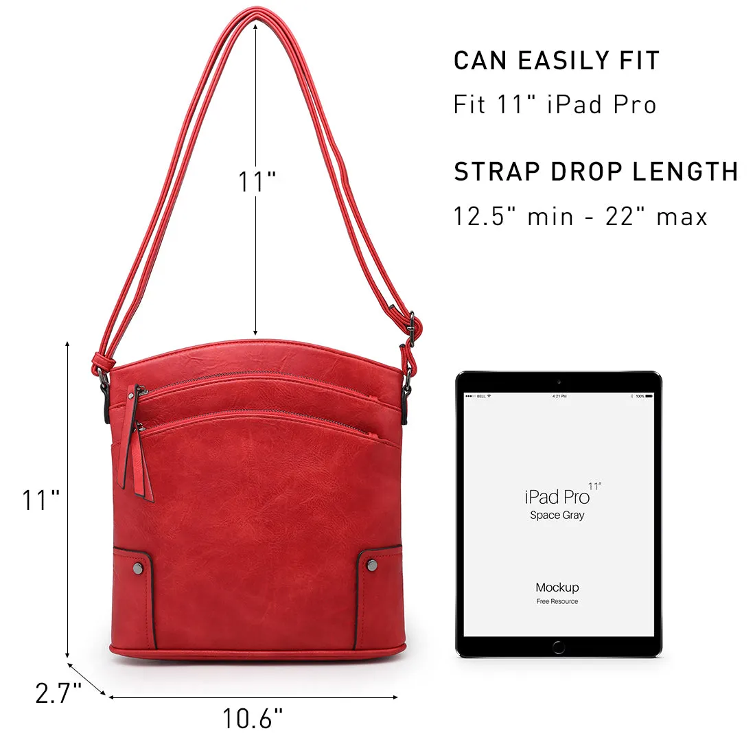 VONMAY Large Crossbody Bags for Women Triple Zip Pocket Cross Body Purses and Handbags