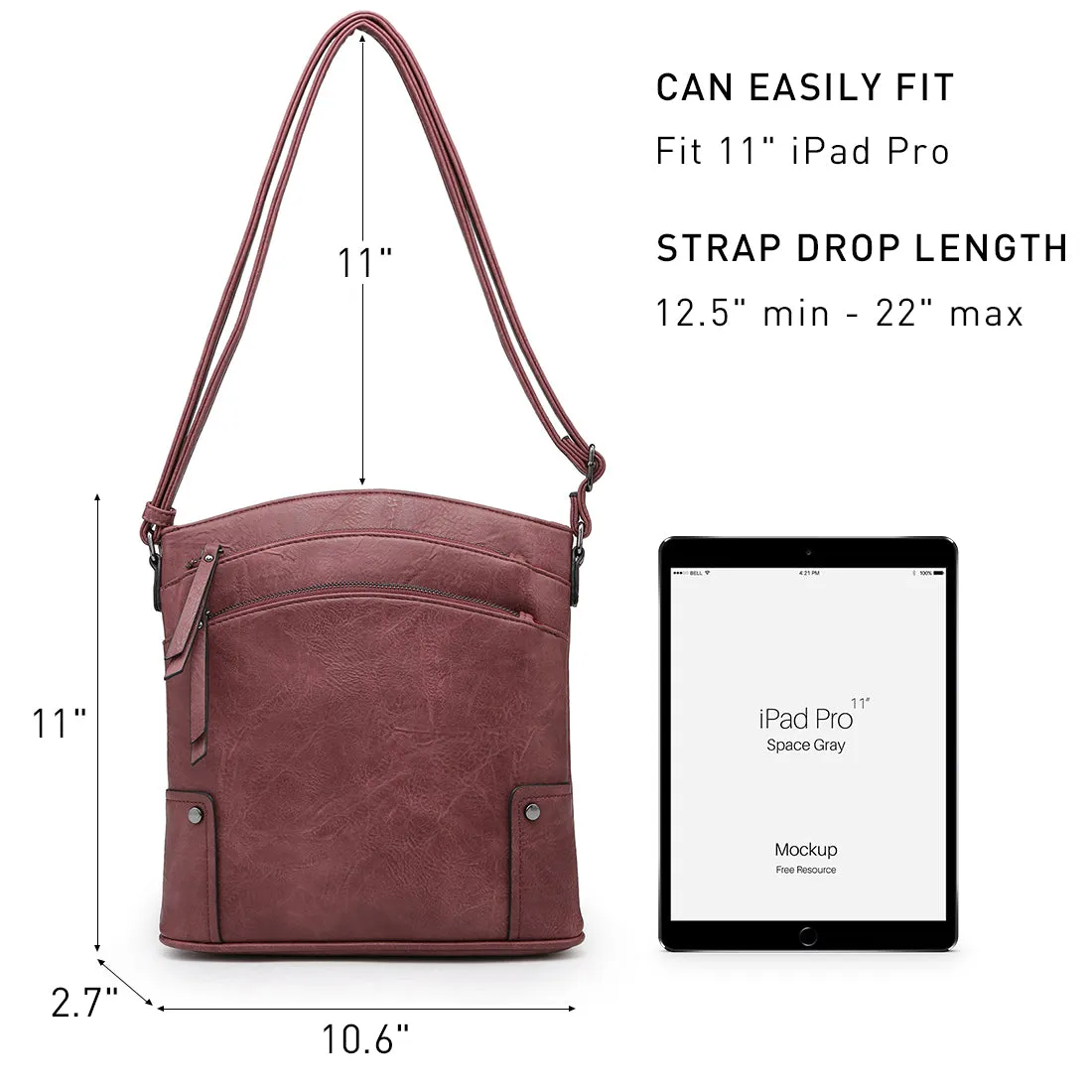 VONMAY Large Crossbody Bags for Women Triple Zip Pocket Cross Body Purses and Handbags
