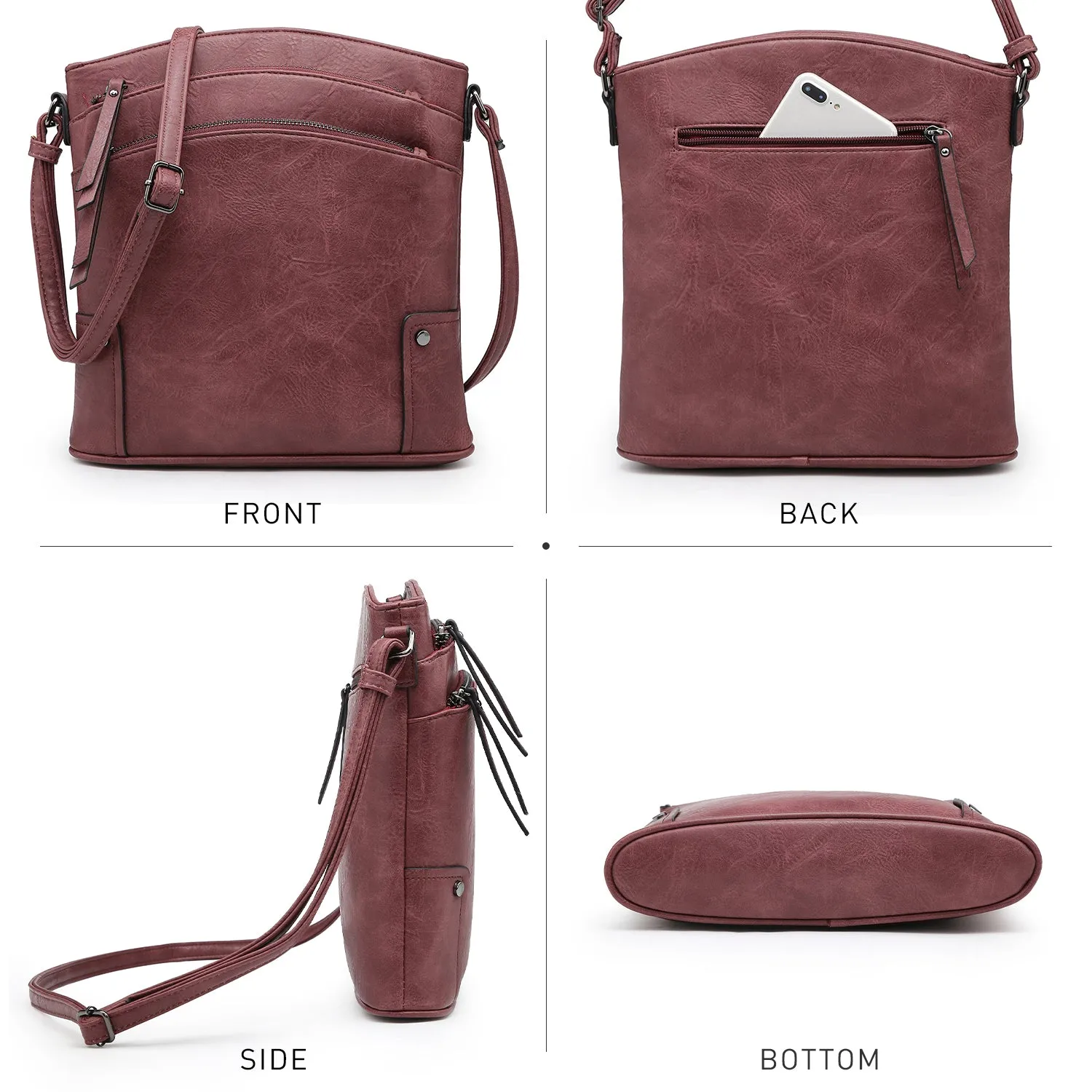 VONMAY Large Crossbody Bags for Women Triple Zip Pocket Cross Body Purses and Handbags