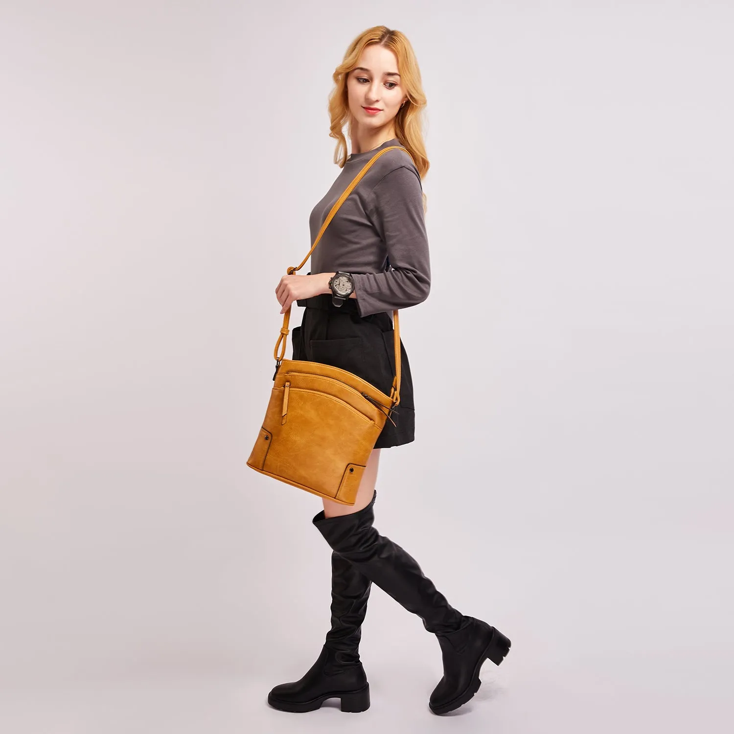 VONMAY Large Crossbody Bags for Women Triple Zip Pocket Cross Body Purses and Handbags