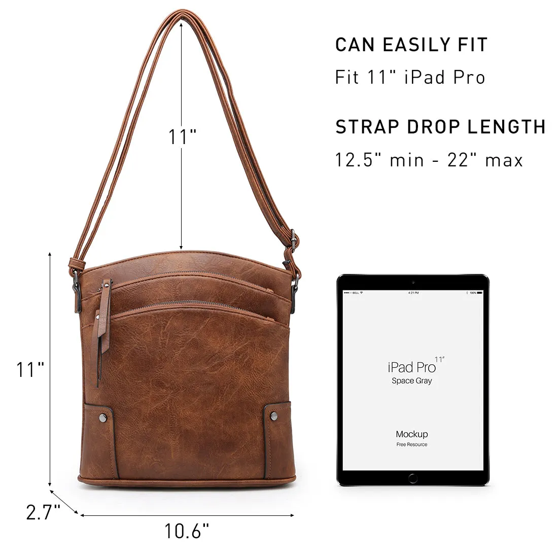 VONMAY Large Crossbody Bags for Women Triple Zip Pocket Cross Body Purses and Handbags
