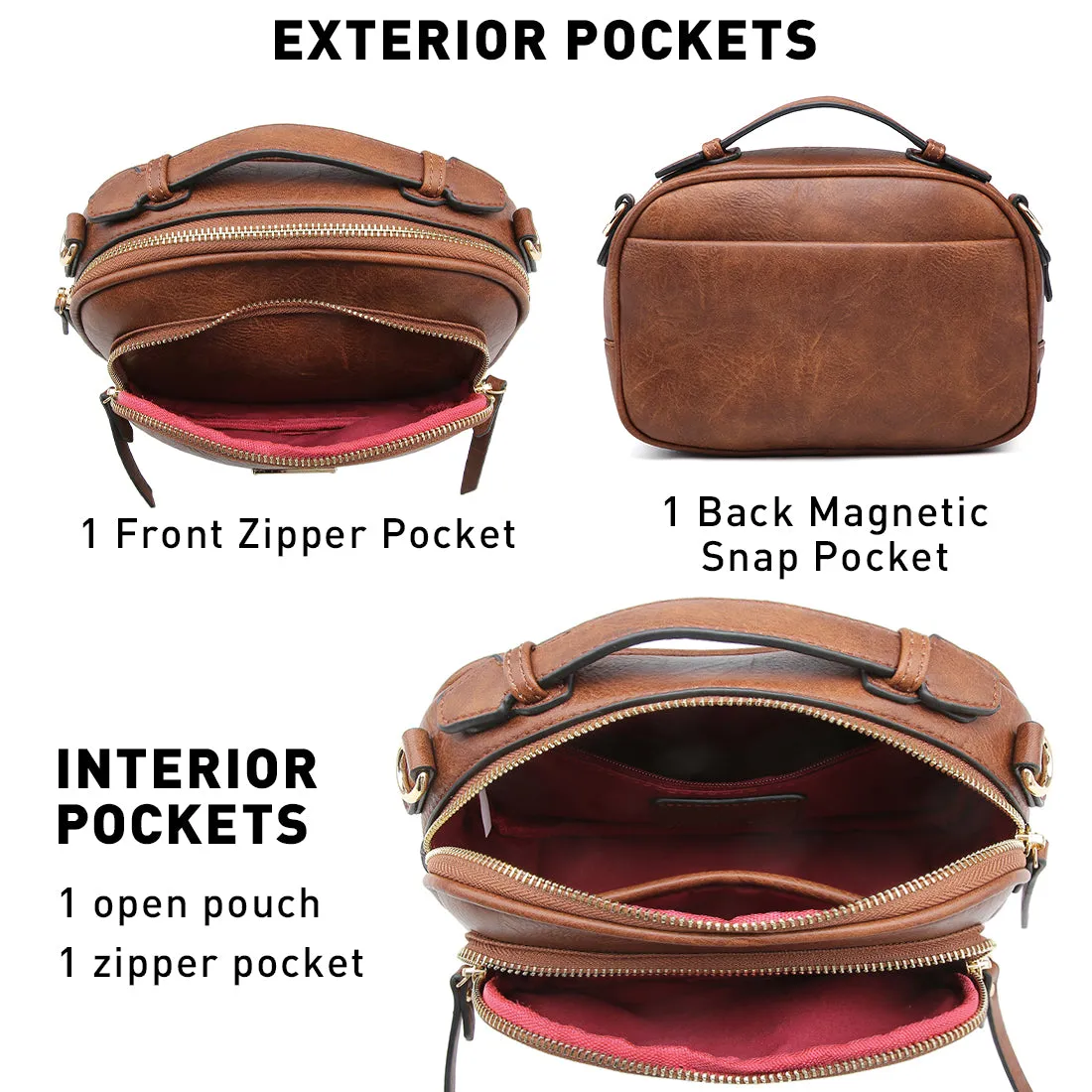 VONMAY Lightweight Medium Crossbody Bags for Women Multi Pockets Zippers Shoulder Purse