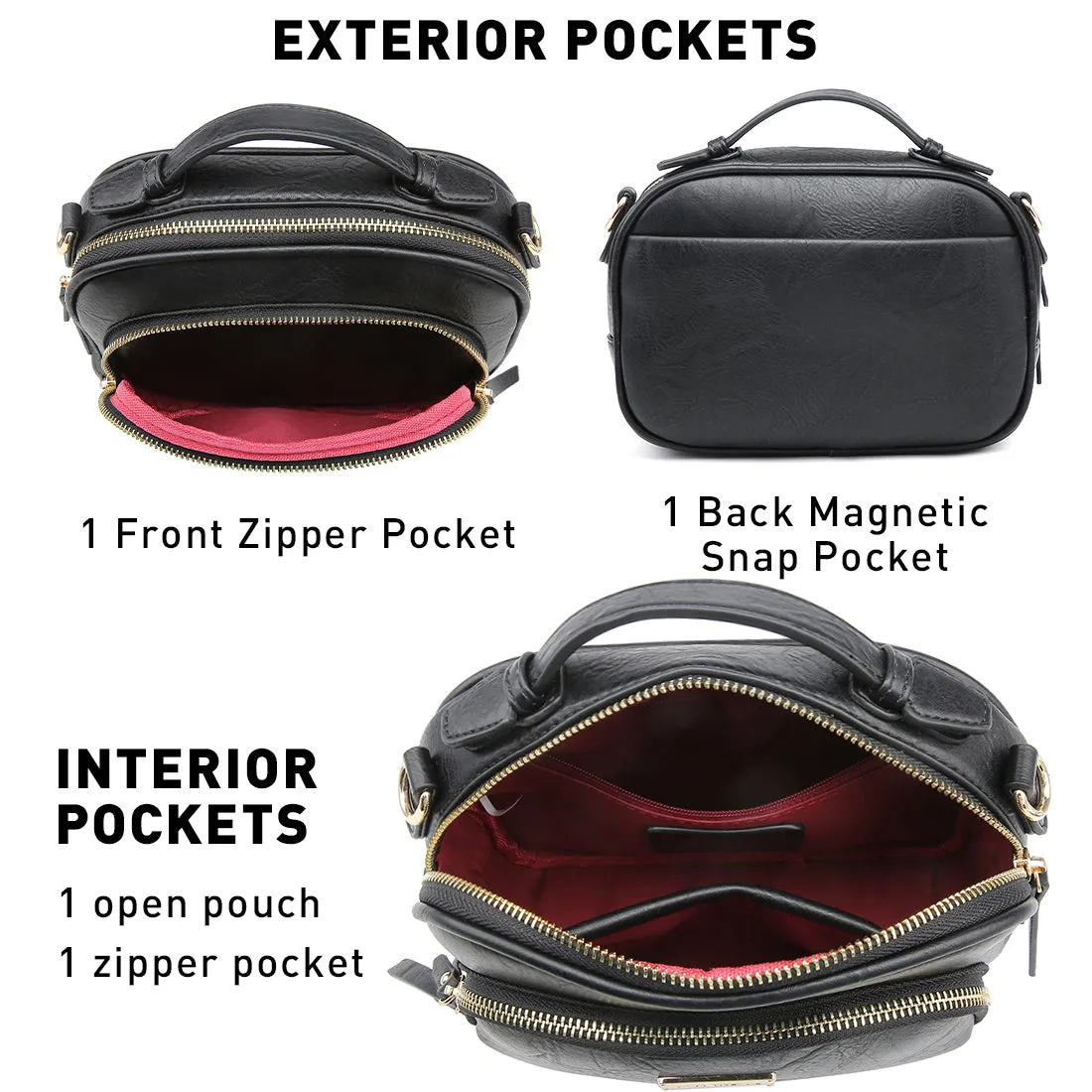 VONMAY Lightweight Medium Crossbody Bags for Women Multi Pockets Zippers Shoulder Purse