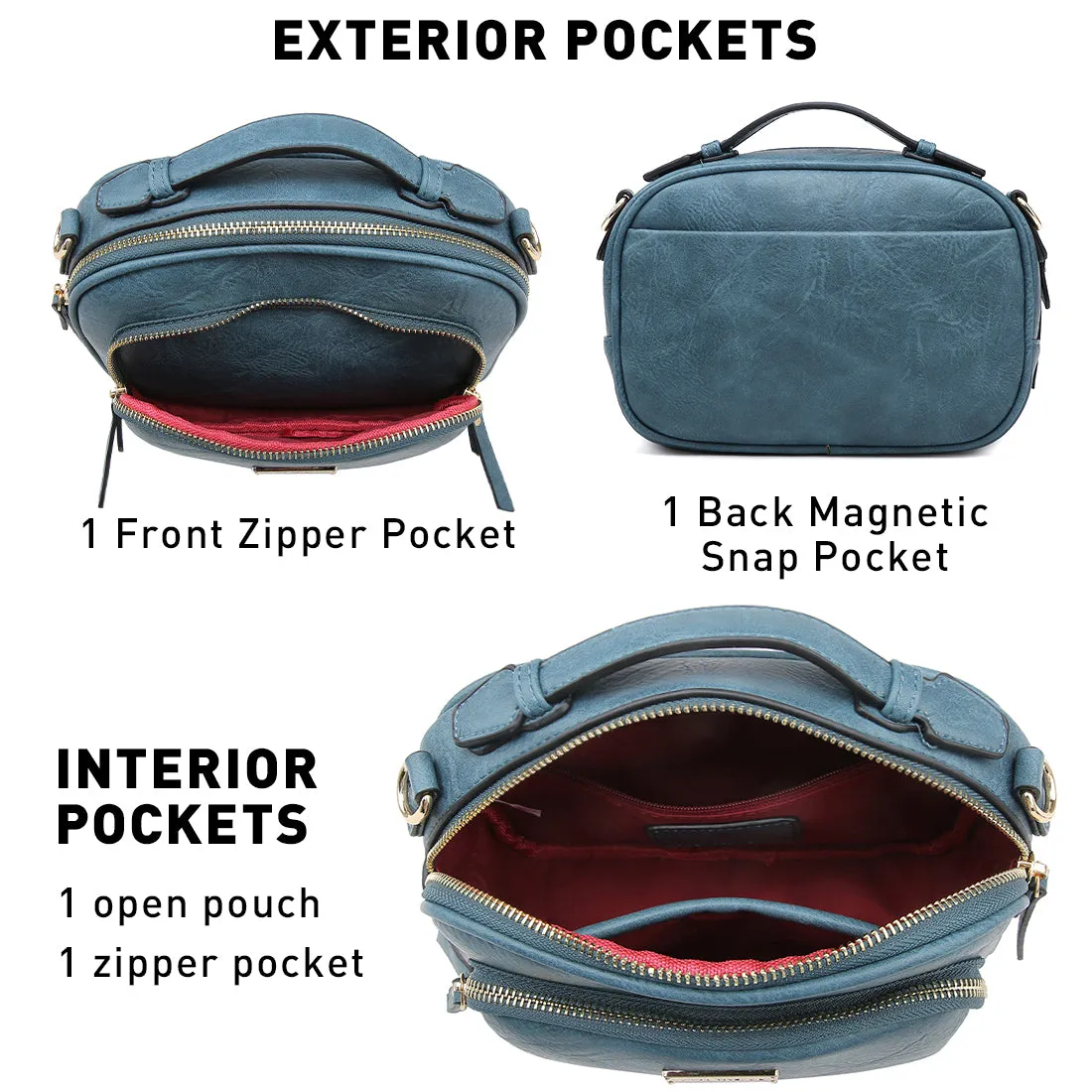 VONMAY Lightweight Medium Crossbody Bags for Women Multi Pockets Zippers Shoulder Purse