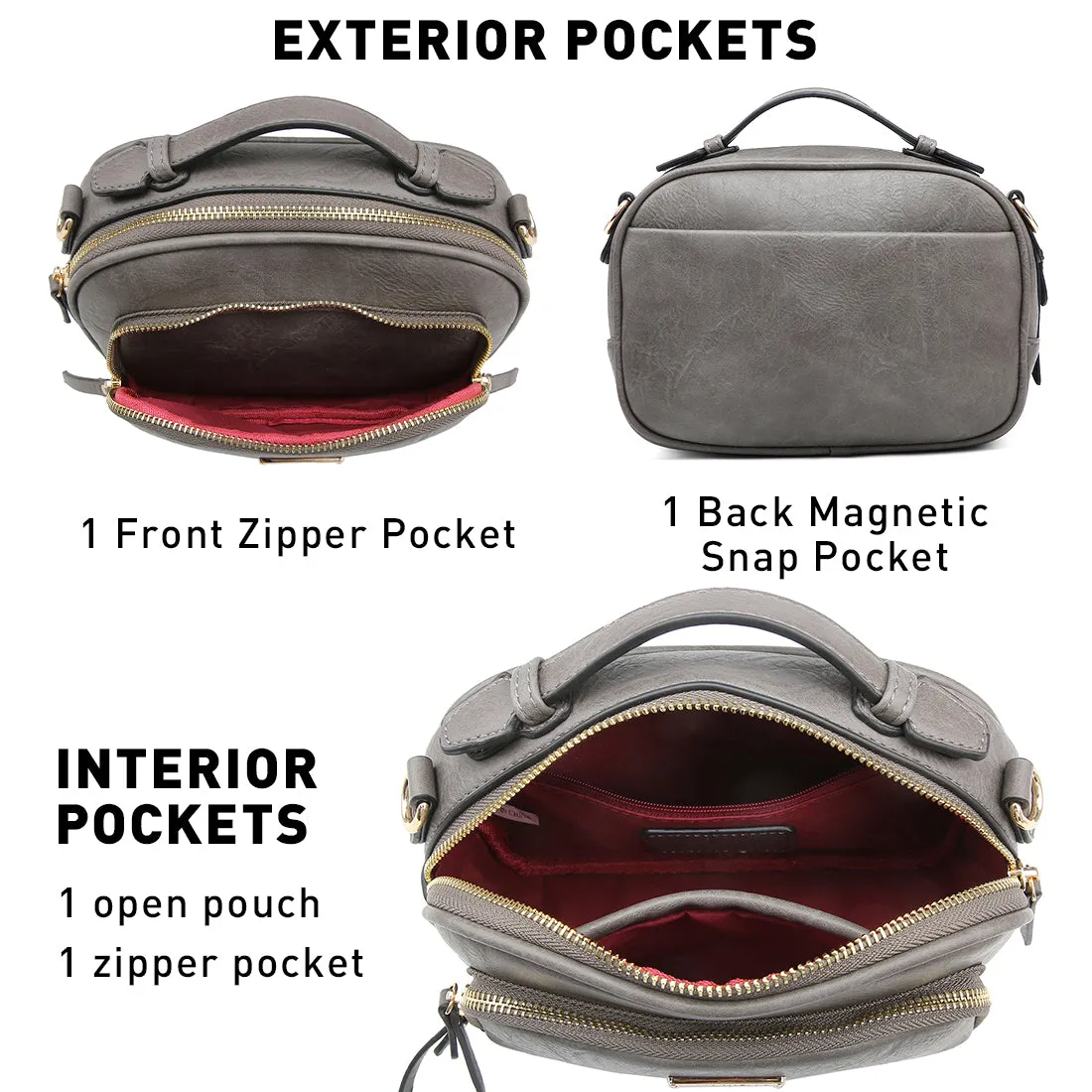 VONMAY Lightweight Medium Crossbody Bags for Women Multi Pockets Zippers Shoulder Purse