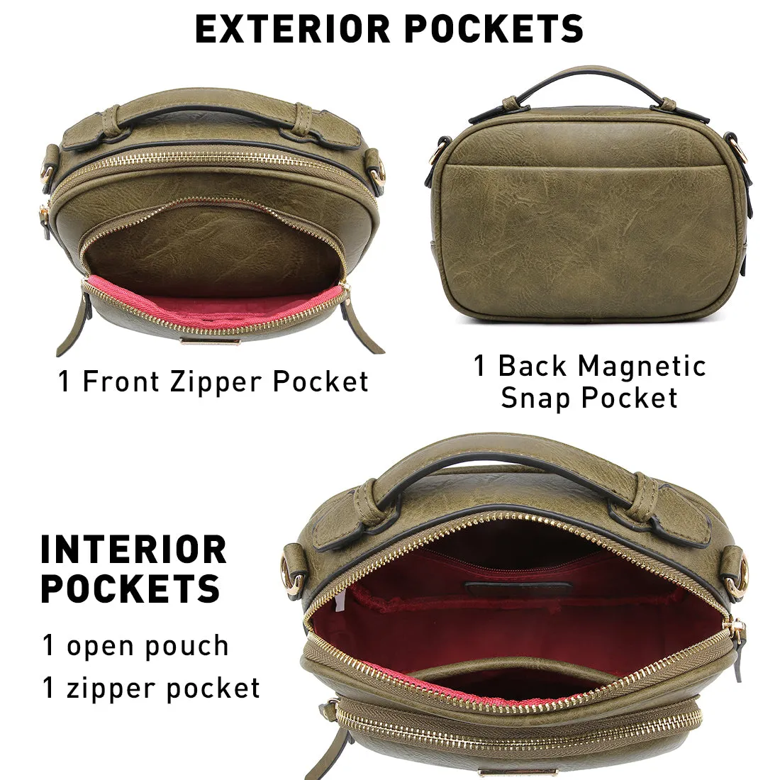 VONMAY Lightweight Medium Crossbody Bags for Women Multi Pockets Zippers Shoulder Purse