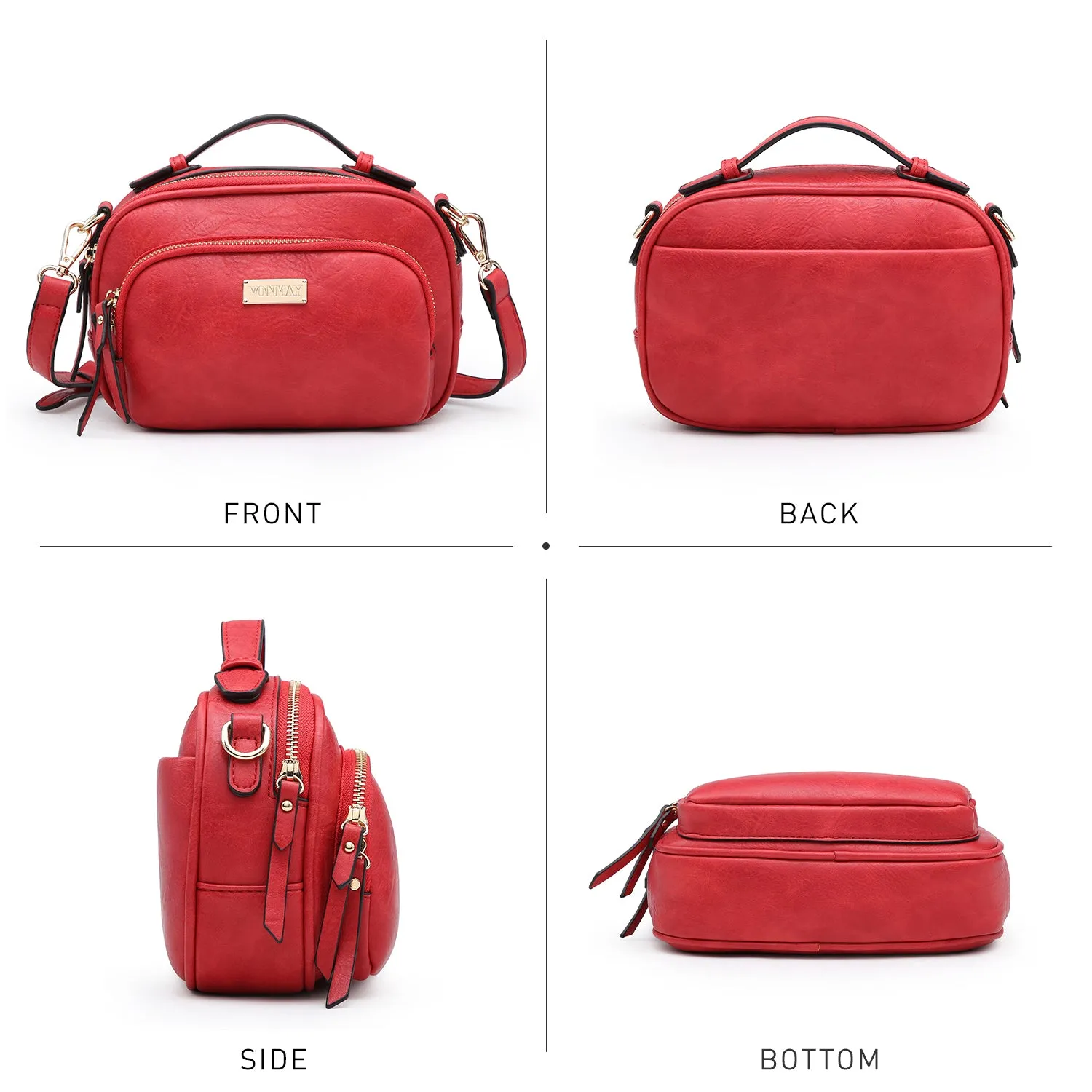 VONMAY Lightweight Medium Crossbody Bags for Women Multi Pockets Zippers Shoulder Purse