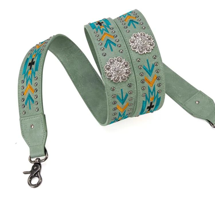 WG2207-3003 Wrangler Aztec Printed Crossbody Purse With Wallet Compartment - Green