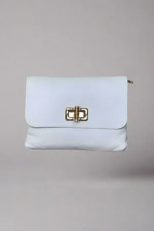 White Leather Clutch and Crossbody Bag