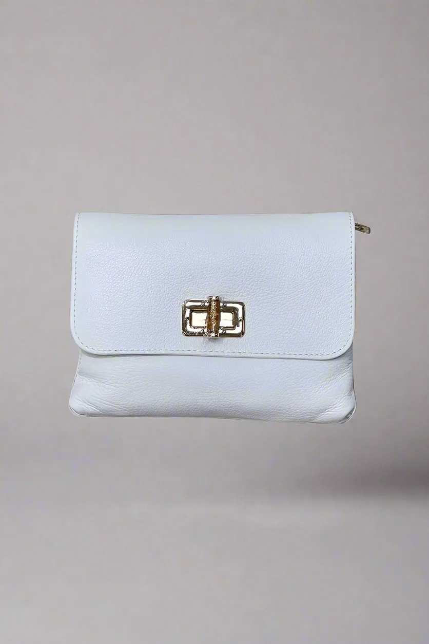 White Leather Clutch and Crossbody Bag