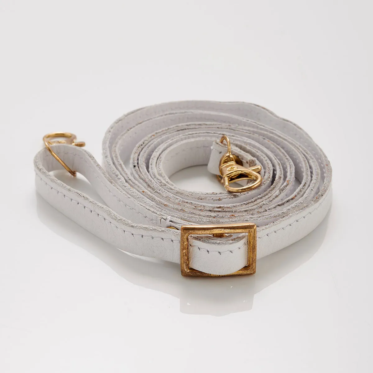 White Leather Purse & Strap (w Gold Fittings)