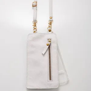 White Leather Purse & Strap (w Gold Fittings)