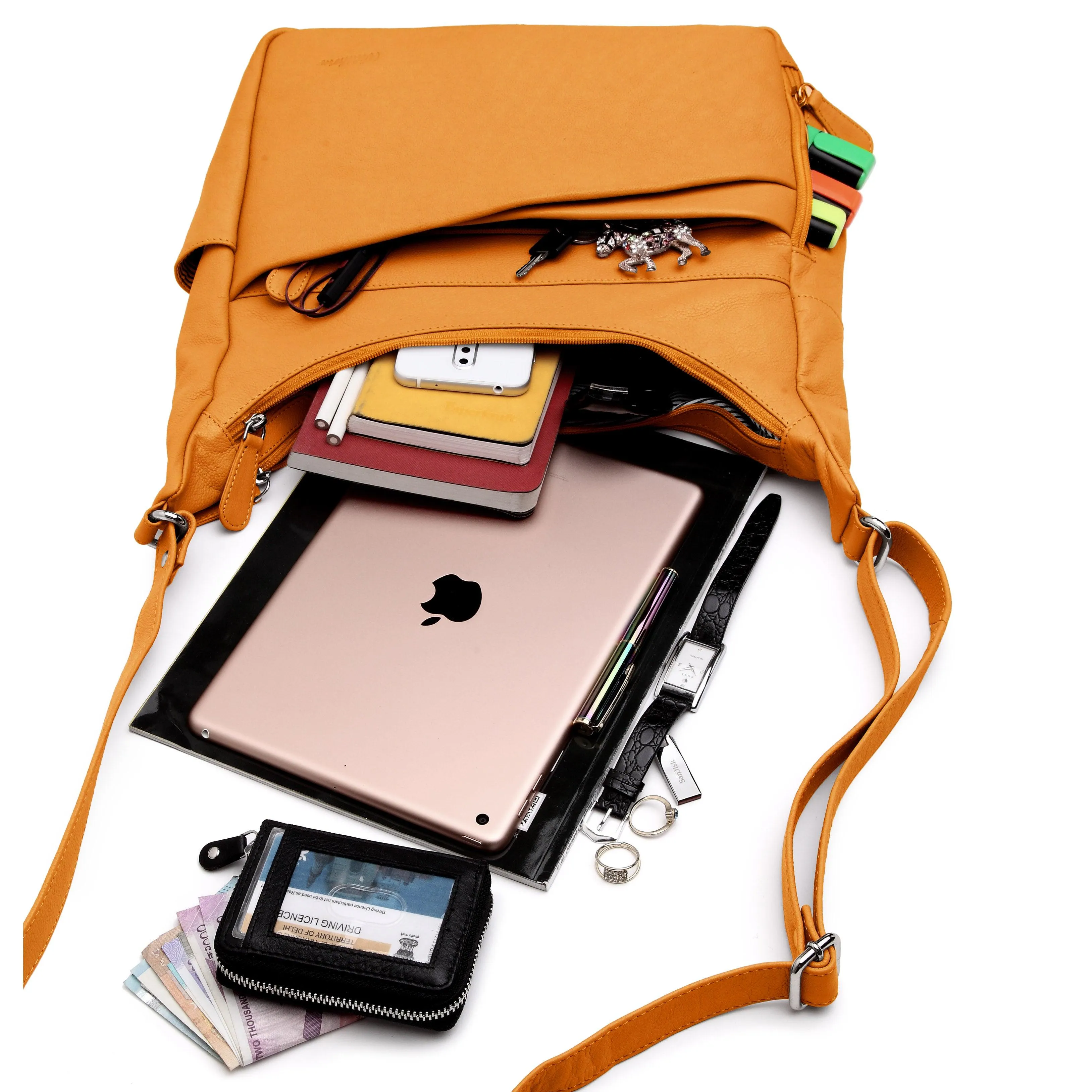 WILDHORN® Upper Grain Genuine Leather Ladies Shoulder bag | Cross-body Bag | Hand Bag with Adjustable Strap for Girls & Women.