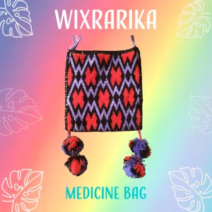 Wixrarika Sacred Bag Purple & Red Pom Poms