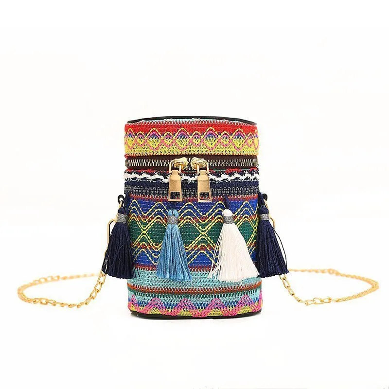 Women's Fashion Ethnic Style Unique Tassel Woven Crossbody Bags