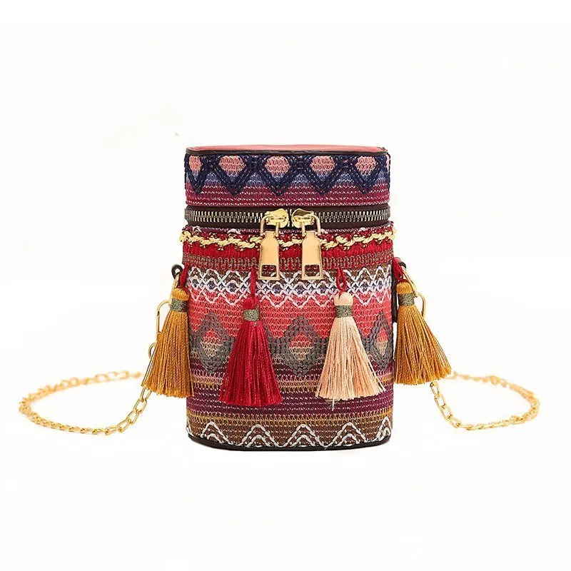 Women's Fashion Ethnic Style Unique Tassel Woven Crossbody Bags