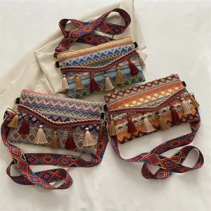 Women's Fashion Korean National Style Tassel Crossbody Bags