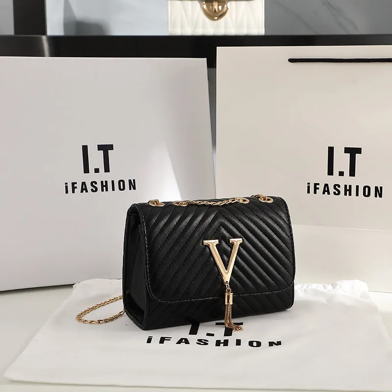 Women's Fashion Striped Embroidered Tassel Decoration Crossbody Bags